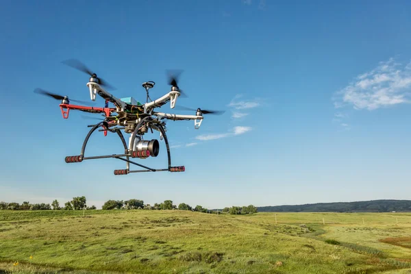 Hexacopter drone flying with camera — Stock Photo, Image