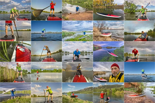 Collezione di stand up paddling (SUP) immagini — Foto Stock