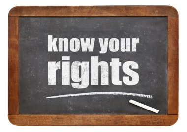 Know Your rights yazı tahtası üzerinde