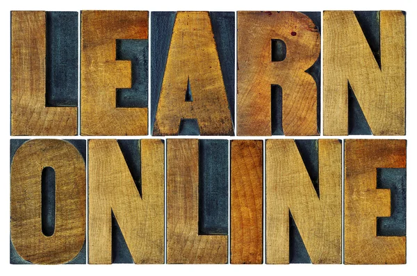 Aprender en línea en tipografía tipo madera —  Fotos de Stock