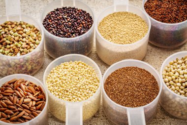 gluten free grains in plastic scoops