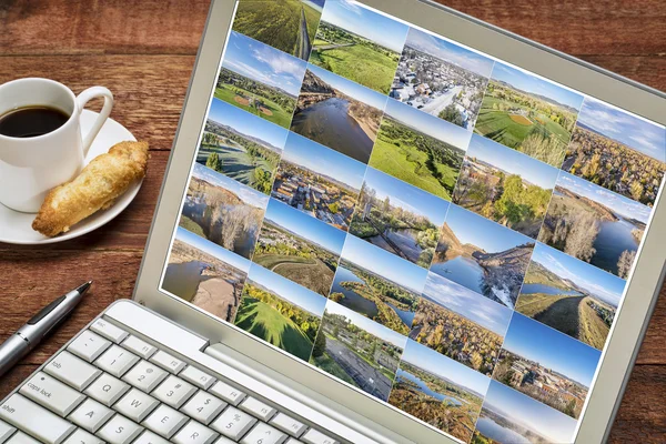 Anténa na šířku obrázek na laptiop — Stock fotografie