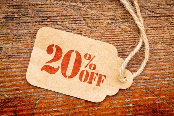 Twenty percent off discount -  paper price tag — Stock Photo, Image