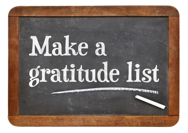 Make a gratitude list on blackboard — Stock Photo, Image