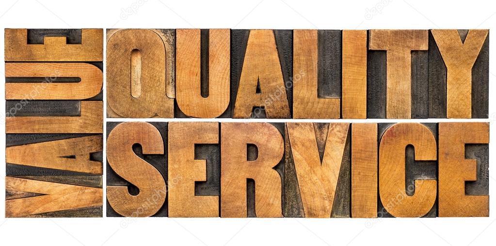 value, quality, service typography