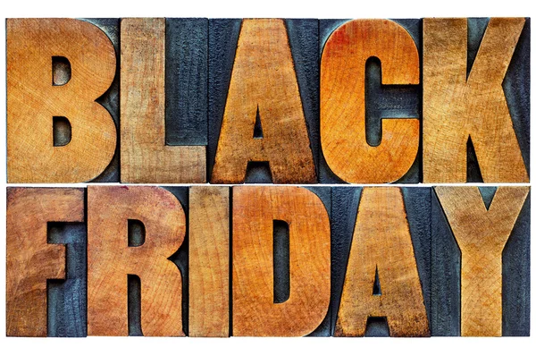 Black Friday banner in wood type — Stock Photo, Image