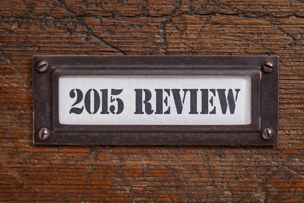 2015 recensione- etichetta armadietto file — Foto Stock