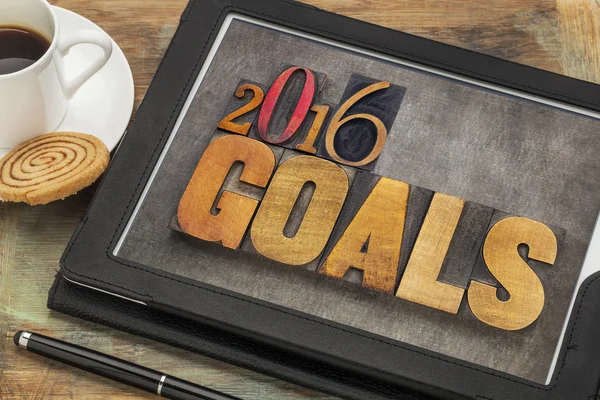 2016 goals on digital tablet — Stock Photo, Image