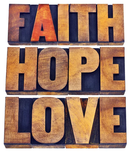 Víra, naděje a láska typografie — Stock fotografie
