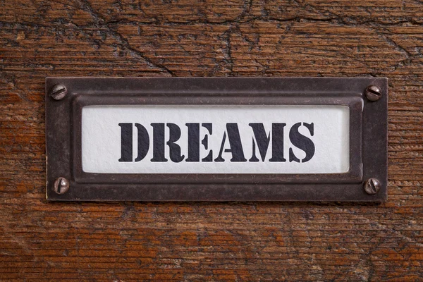 Dreams  file cabinet label — Stock Photo, Image