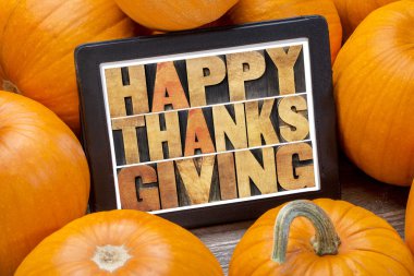 Mutlu Şükran günü dijital tablet