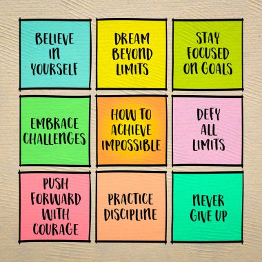 İmkansıza nasıl ulaşılır - ipuçları ve yönergelerle ilham verici notlar dizisi.