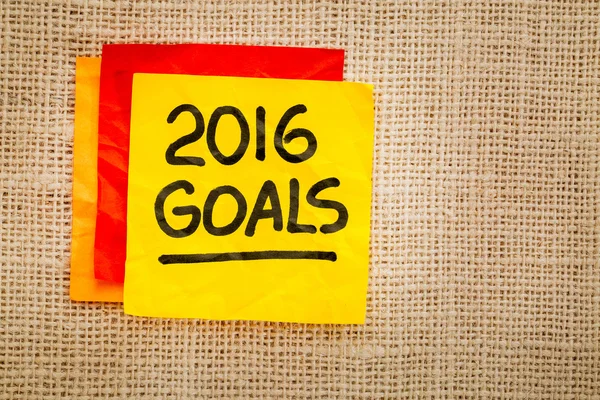 2016 New Year goals on sticky note — Stock Photo, Image