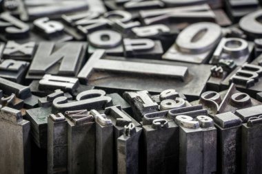 rasgele vintage grunge Letterpress metal tipi baskı blokları arka plan