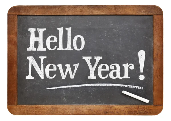 Hello New Year on blackboard — Stock Photo, Image