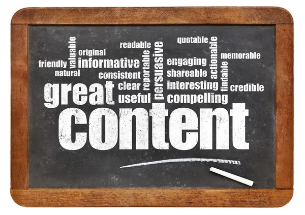 Great content word cloud on blackboard — Stock Photo, Image