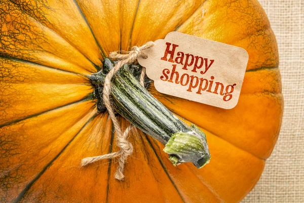 Felice shopping tag sulla zucca — Foto Stock