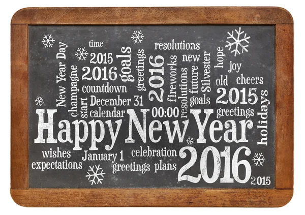 Happy New Year 2016 on blackboard — Stock Photo, Image