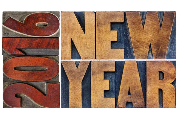 2016 New Year  in wood type — Stock Photo, Image