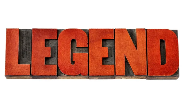 Legend word in wood type — Stock Photo, Image