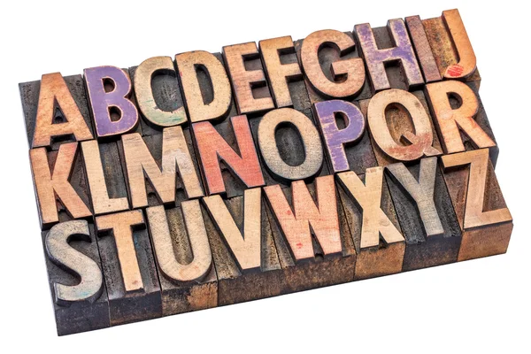 Alphabet in vintage wood type — Stock Photo, Image