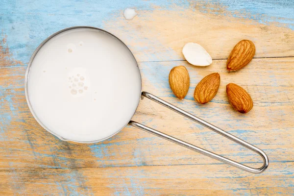 Almond milk and seeds — Stock Photo, Image