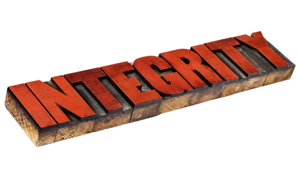 Integrity wordabstract  in wood type — Stock Photo, Image