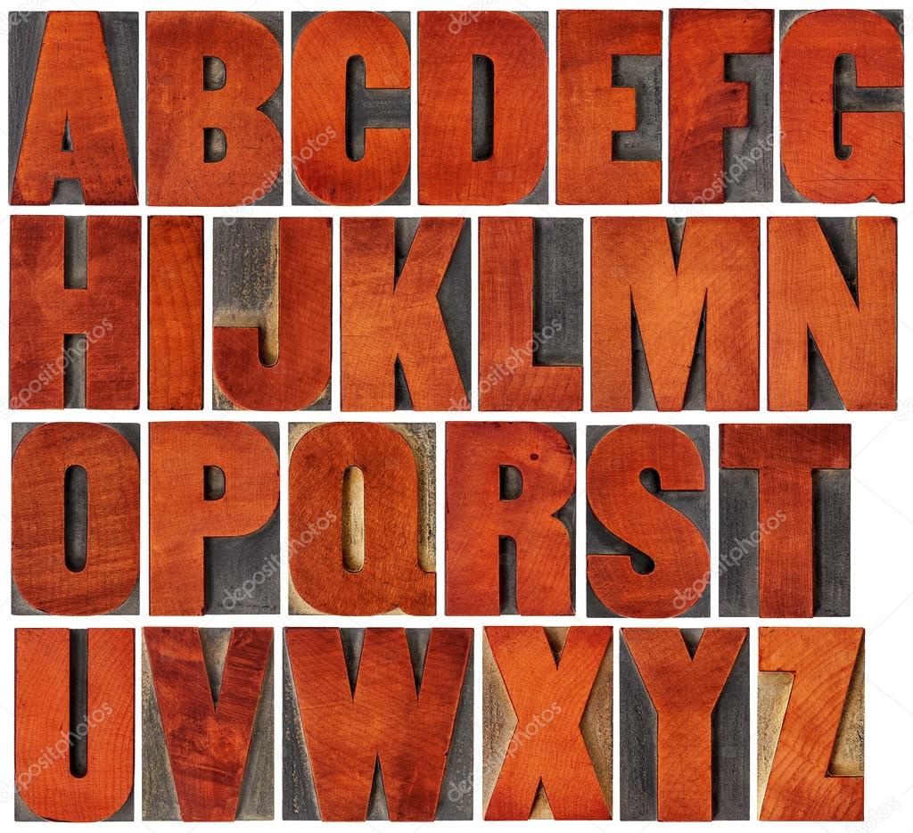 alphabet set in letterpress wood type