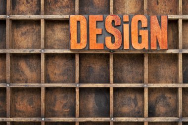 design concept in wood type clipart