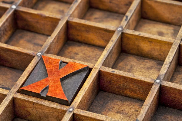 Boekdruk houtsoort letter X — Stockfoto