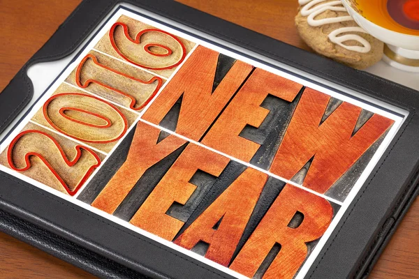 New Year 2016 in wood type — Stock Photo, Image