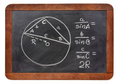 Law of sines on blackboard clipart