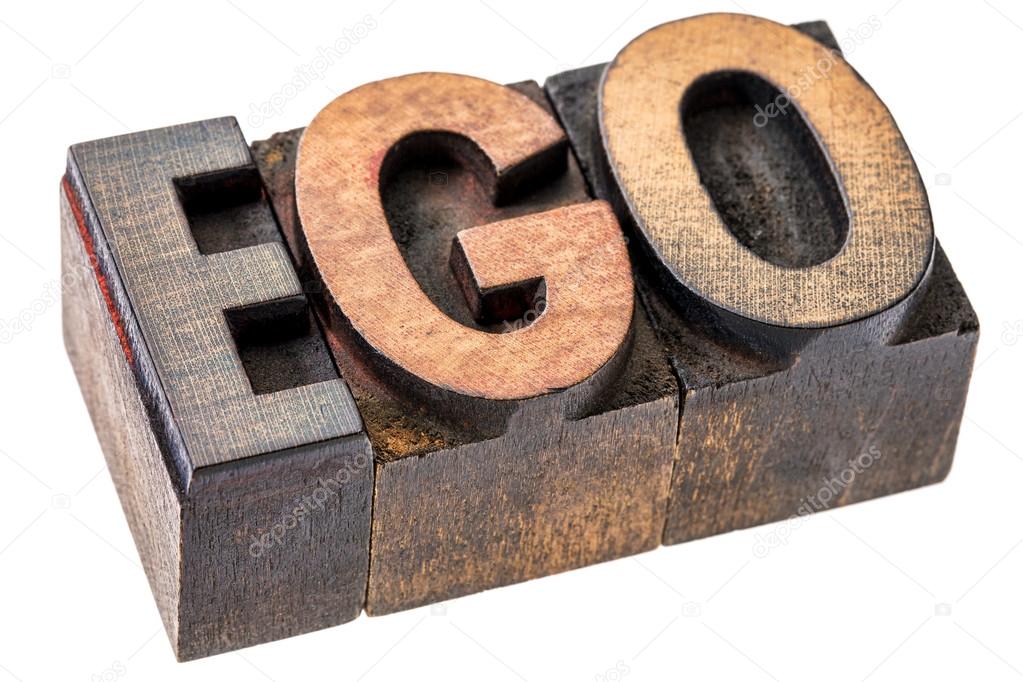 ego word in letterpress wood type