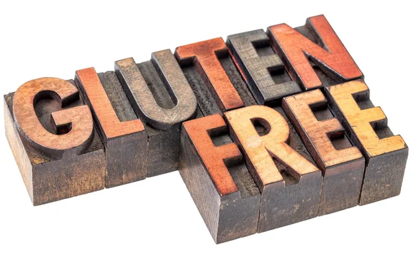 Gluten free in vintage wood type — Stock Photo, Image