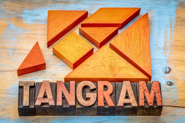 Fából készült tangram puzzle — Stock Fotó