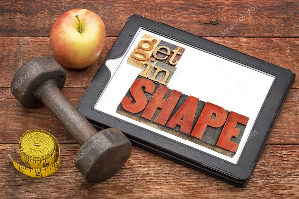 get in shape fitness concept on tablet