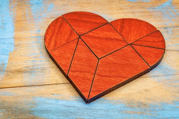 Rood hout hart tangram — Stockfoto