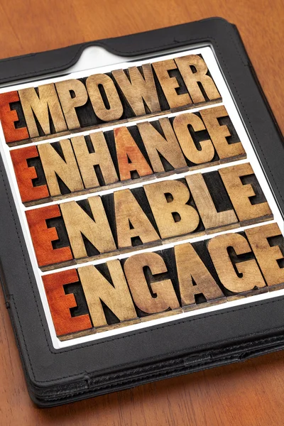 Empower, enhance, enable and engage — Stock Photo, Image