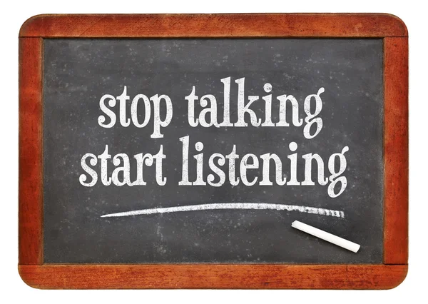 Přestaňte mluvit, začít poslouchat — Stock fotografie