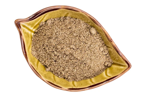 Мука из семян чиа в керамической миске — стоковое фото