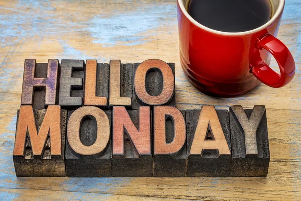 Hello Monday in wood type — Stock Photo, Image