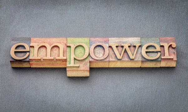 Empower word in wood type — Stock Photo, Image