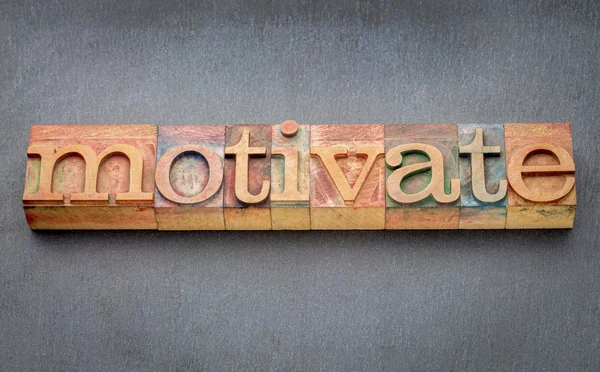 Motivationswort im Buchdruck — Stockfoto