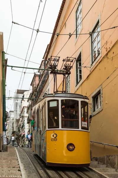 Historic classic yellow tram of Lisbon — Stock Photo, Image