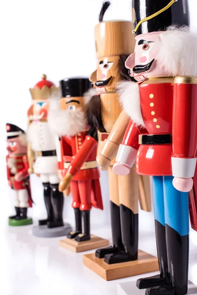 Row of five antique nutcrackers — Stock Photo, Image