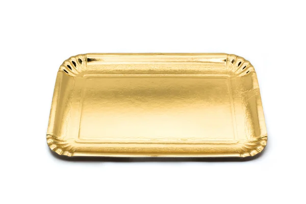 Bandeja vacía de comida de papel dorado — Foto de Stock