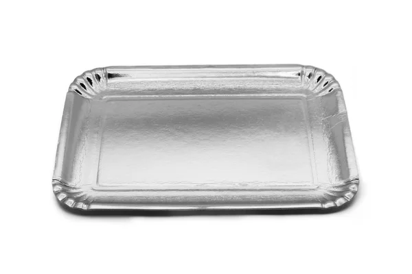 Empty silver paper food tray — Stock Photo, Image