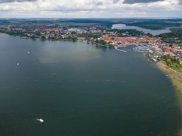 Aerial view on the town of Waren at Lake Mueritz — Stock Photo, Image