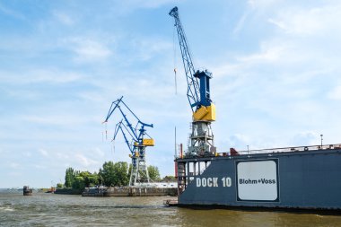 Hamburg, Almanya 'da Ünlü Blohm ve Voss Drydock