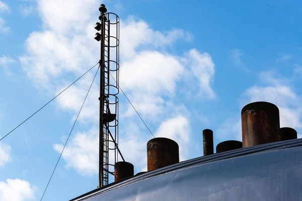 Chimneys and antenna of a ferry — Stock Photo, Image